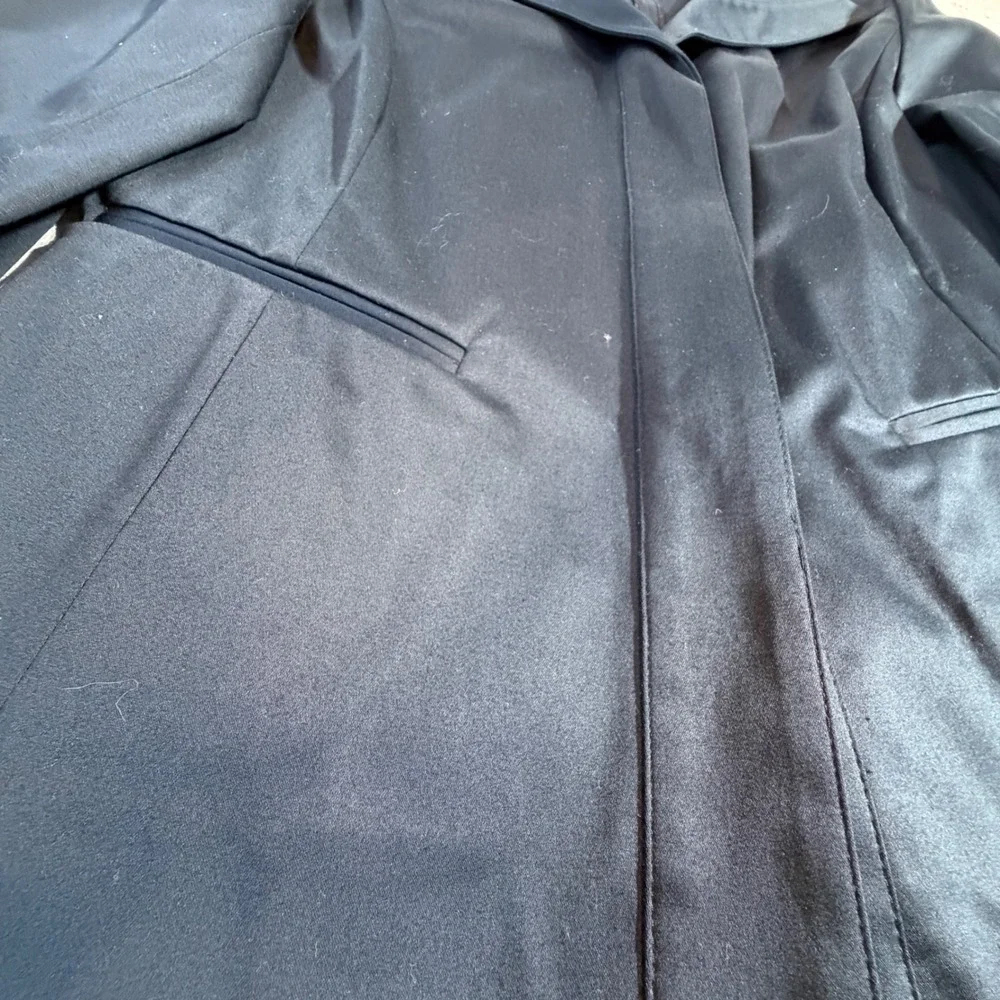 Lafayette 148 Cotton Blazer Size 8 Black Oversized Lapel Hidden Closure